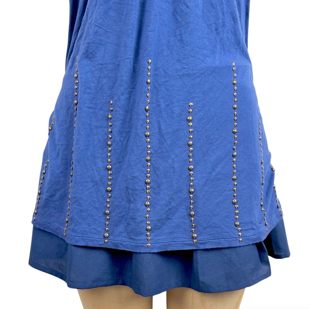 2000s Womens L Studded Tunic Top Boho Flutter Sleeve Y2K Indie Fairy Grunge - Picture 4 of 7